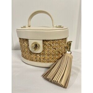NEW Spartina 449 Ivory And Cane Top Handle Crossbody Bag